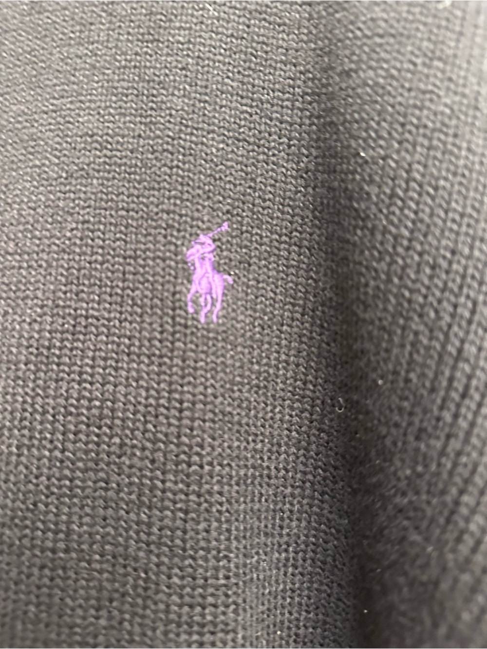 Ralph Lauren Men's Quarter-Zip Sweater in Black with Purple Pony - Picture 4 of 7